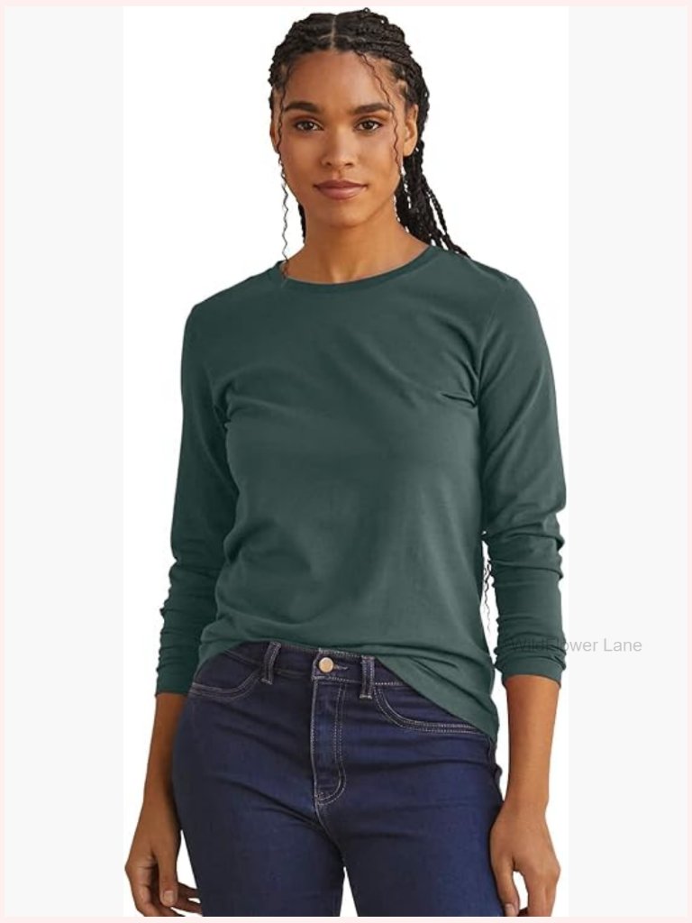 Long Sleeve Crew Neck Organic Cotton T-Shirt Relaxed Fit